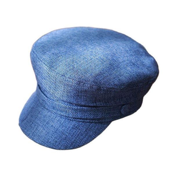 

berets women's spring linen cotton beret navy cap octagonal retro sailor, Blue;gray