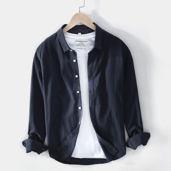 

748 simple solid color men's light cotton shirt2021, White;black