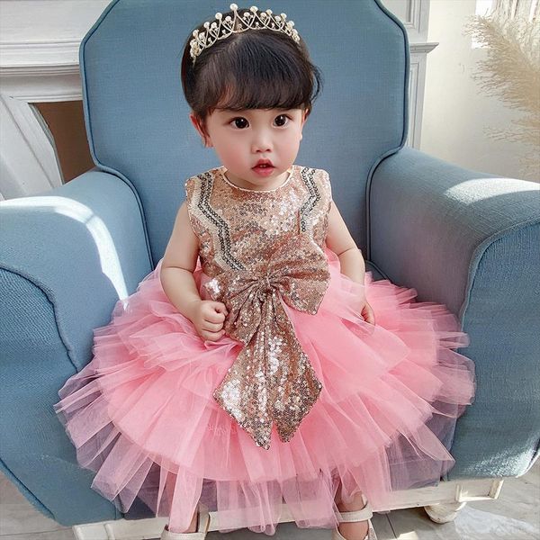 

lace with sleeveless clothes girl dresses girls take part in birthday party elegant and high end clothing 6 24 months, Red;yellow