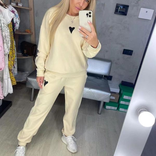 

women's two piece pants european and american leisure sports suit sweater women's autumn design sense of fashion age reduction two-, White