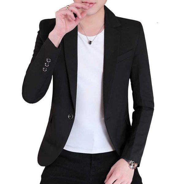 

men's suits & blazers mens coat slim fit one button suit business casua blackl blazer wedding prom dinner male korean style vtym, White;black