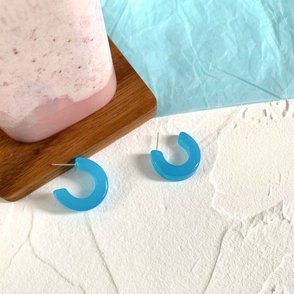 

special offer 70% off 925 silver needle ice through blue green jelly spring and summer style personality ear stud acrylic ring earrings