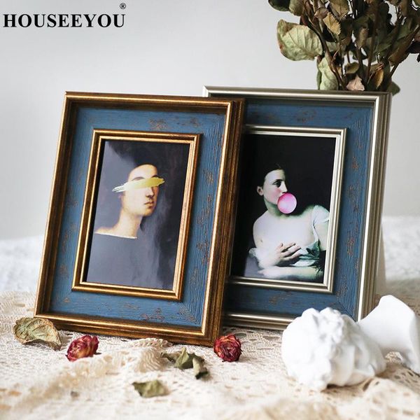 

frames christmas european modern blue picture frame po case 5/6/7/10 inch wall hanging home decoration ornaments