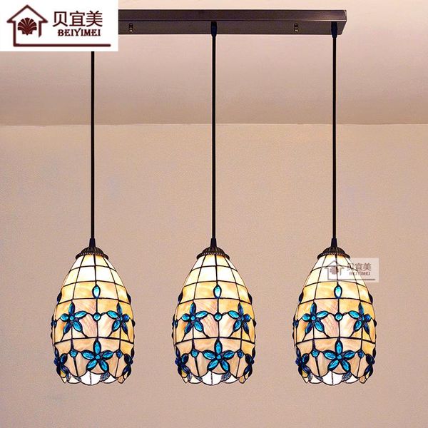 

pendant lamps tiffany mediterranean style natural shell lights lustres night light led lamp floor bar home lighting