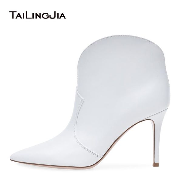 

boots women pointy toe white ankle stylish high heel slip on booties dress heels ladies autumn booty shoes plus size 2021 botas, Black