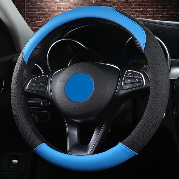 

steering wheel covers carbon fiber+microfiber leather mixed car cover universal braiding for 38cm 15 inch