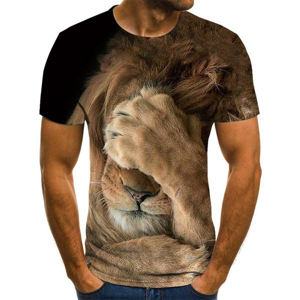 

men's t-shirts 2021 summer 3d printing lion men and women leisure, fashion trend young handsome, jacket short sleeve xxs-6xl, White;black