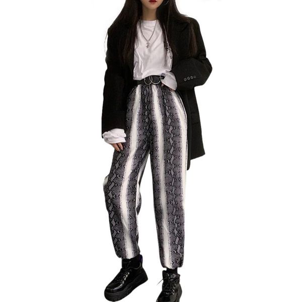 

women's pants & capris chic harajuku stripe women elastic waist casual loose trousers retro harem, Black;white