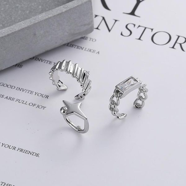 

hoop & huggie korean design without ear holes zircon geometric side earrings for women jewelry aretes de mujer modernos 2021 mayoreo, Golden;silver