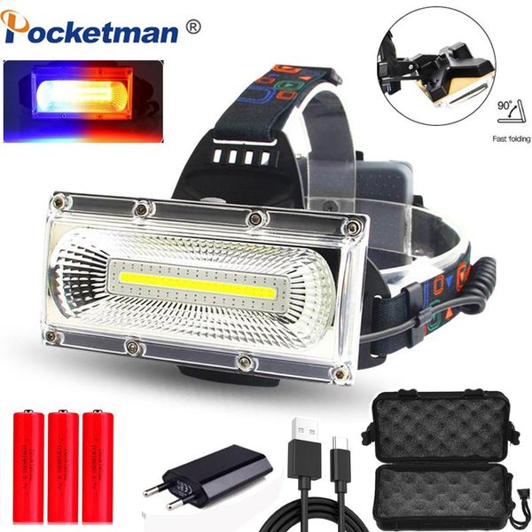 

headlamp car repair light 90 degrees adjustable 3 lighting mode head lamp usb charging headlight use 18650 battery headlamps
