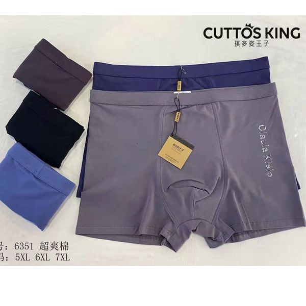 

qi duozi men's fat boxer underwear, medium waist cotton comfortable, breathable and, Black;white
