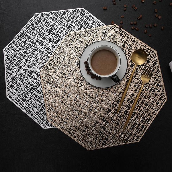 

mats & pads octagon placemats restaurant hollow pvc decoration meal mat anti- dining table line steak plate pad 6pcs 4pcs