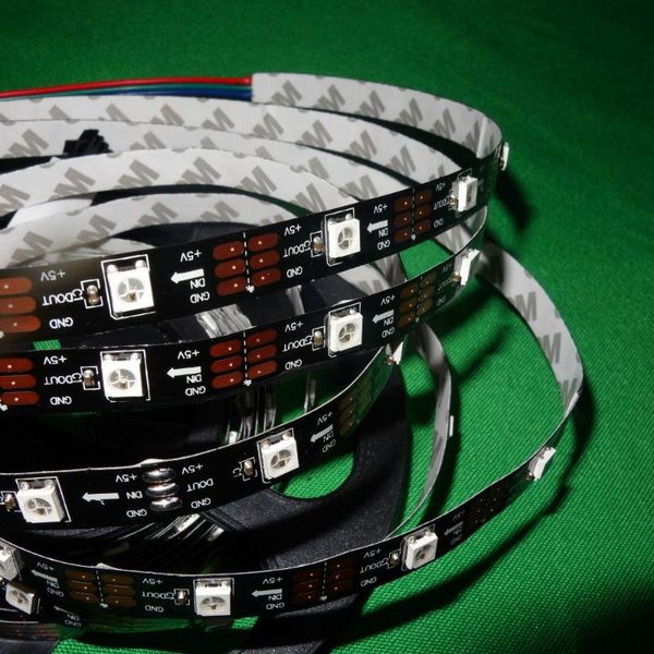 

addressable 5m 30leds/m dc5v sk6812 led pixel strip,non-waterproof,with 30pixels/m;black pcb strips