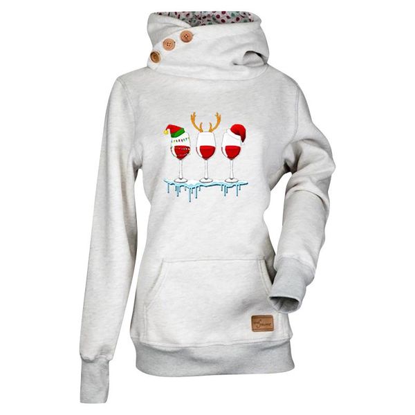 

women's hoodies & sweatshirts christmas printed fashion casual hooded long sleeve with pocket pullover streetwear cotton blend, Black