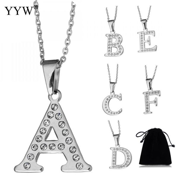 

pendant necklaces fashion letter pendants alphabet original color stainless steel choker initial necklace women girl jewelry collier, Silver