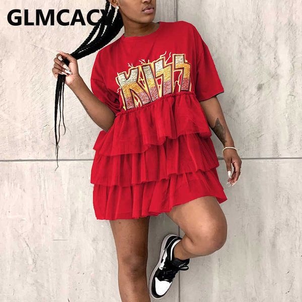 

letter printed short sleeve casual loose mini dress 210702, Black;gray