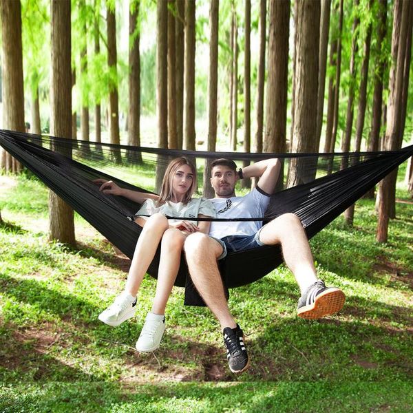 

camp furniture 290x140cm garden/camping hammock with mosquito net outdoor 1/2 person hanging bed strength parachute fabric portable sleep sw