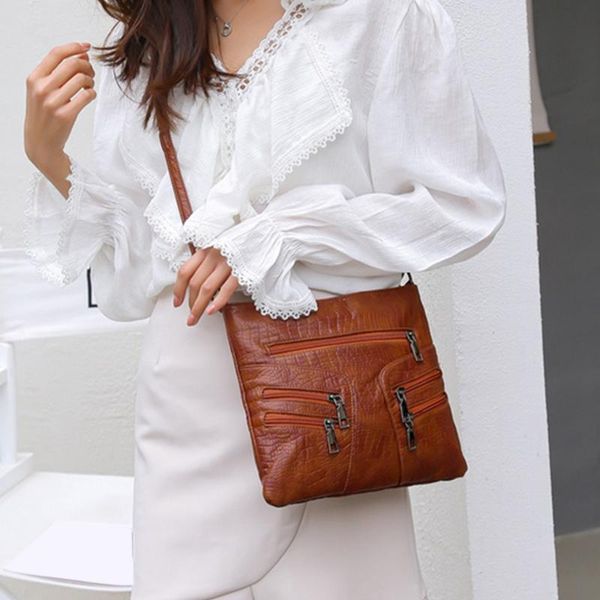 

evening bags vintage women's soft pu leather shoulder multi-layer classic crossbody bag luxury designer female handbag purse