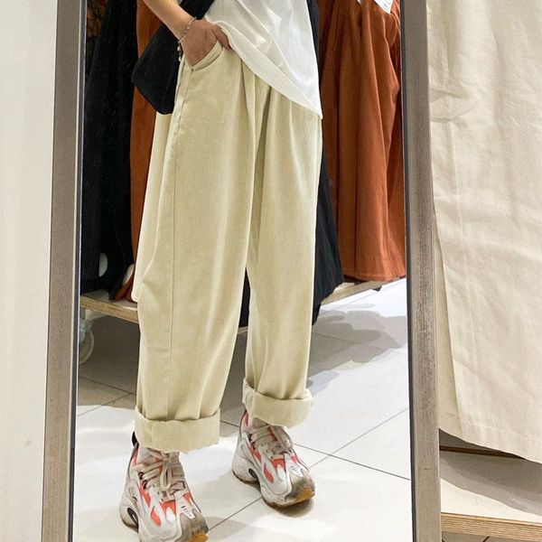 

straight casual solid wide leg womens trousers loose streetwear suit korean chic pants women high waist plus size spring women's & capr, Black;white