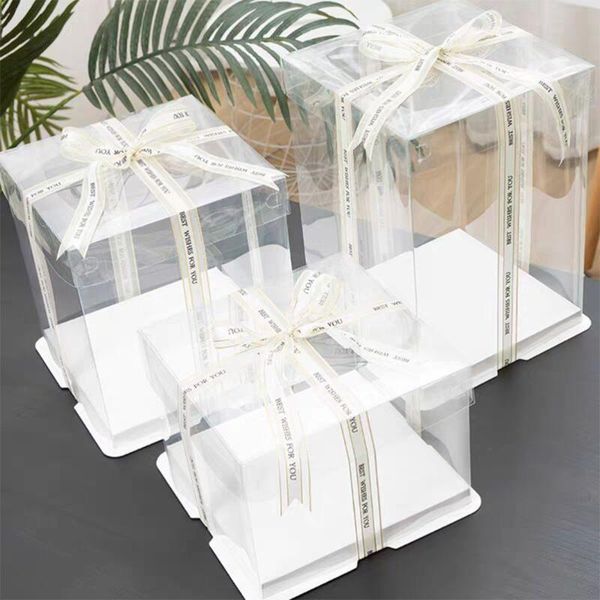 

gift wrap 5pcs transparent birthday cake box packaging boxes organizer case for home dessert shop (double layers, withou