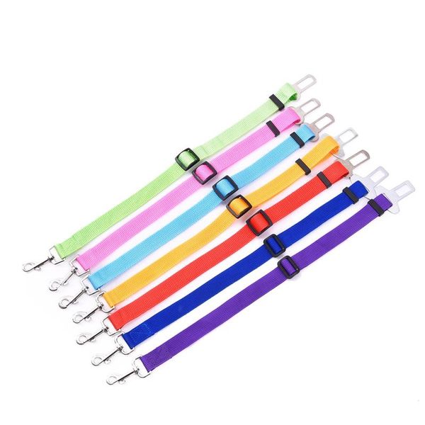 

dog collars & leashes 8 colors car safety belt pet restraint lead in nylon solid adjustable leash training product