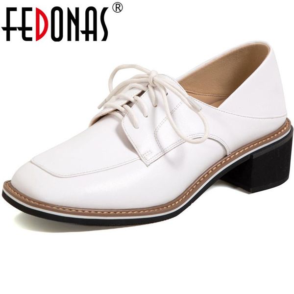 

dress shoes fedonas cross tied women's genuine leather thick heels pumps for women autumn office lady working woman, Black