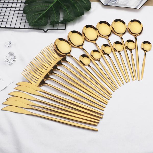 

dinnerware sets 24pcs gold set stainless steel tableware knife fork spoon flatware dishwasher safe cutlery