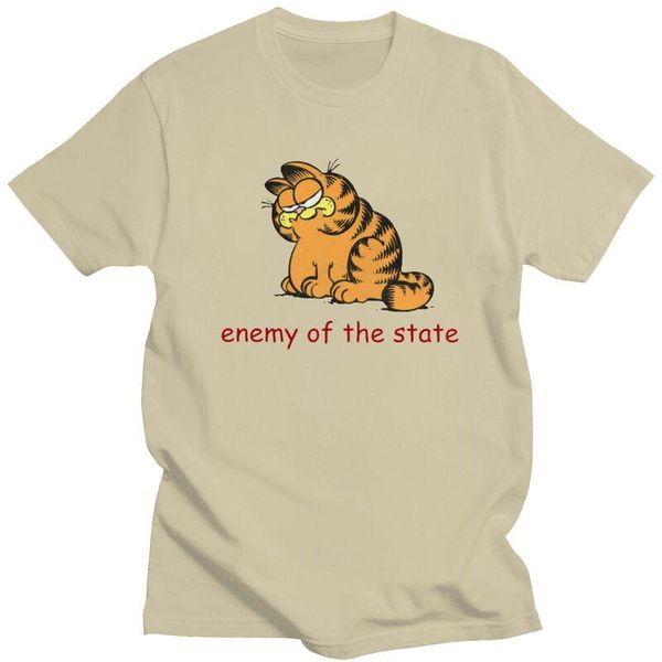 

men's t-shirts comrade garfield tshirts for men short sleeved streetwear t shirt funny cat t-shirt loose fit cotton tee merchandise, White;black