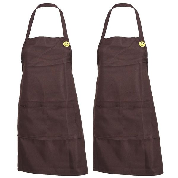 

aprons 2x plain apron with front pocket kitchen cooking craft baking coffee