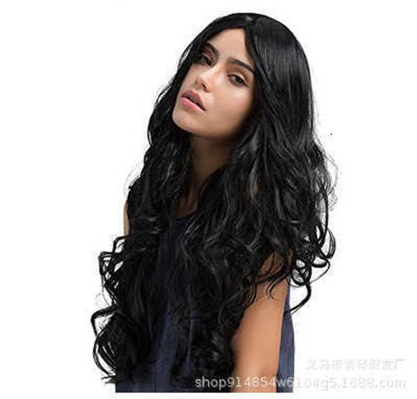 

women's wig with long curly hair, Black