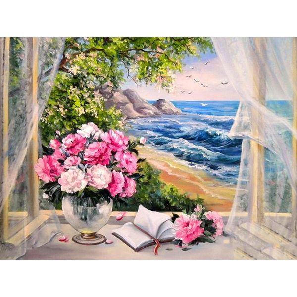 

diamond painting 5d diy flower scenery cross stitch embroidery sea patterns rhinestones mosaic christmas gift