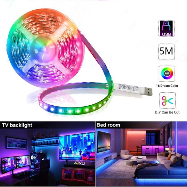 

strips led light bluetooth controller flexible rgb decoration backlight lamp night luminous string for tv bedroom