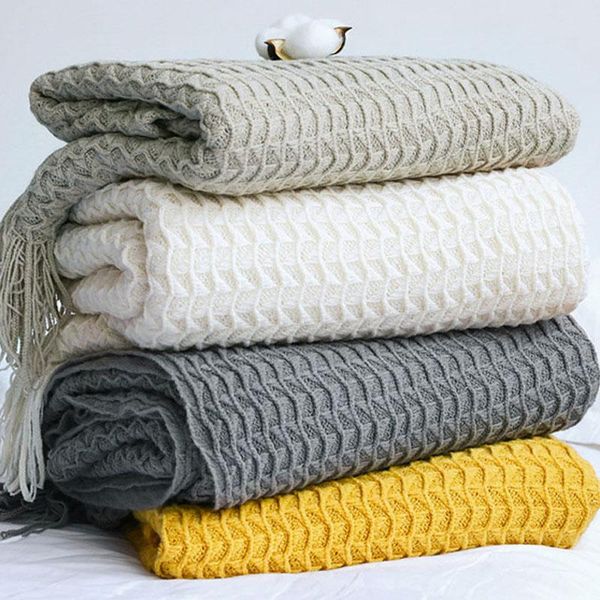 

blankets nordic knitted blanket sofa throw plaid on the bed travel tv air condition soft thread bedspread manta
