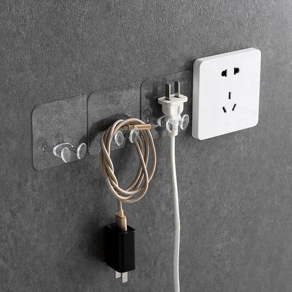 

hooks & rails 10/8/5/3/1pcs wall storage punch-t transparent power plug socket holder kitchen stealth hook adhesive hanger