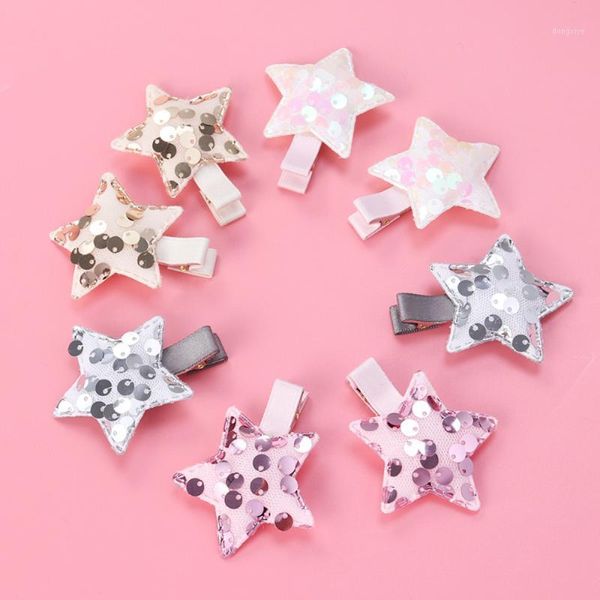 

8pcs star hair clips bling colorful sequins hairpin barrette for kids toddlers girls1