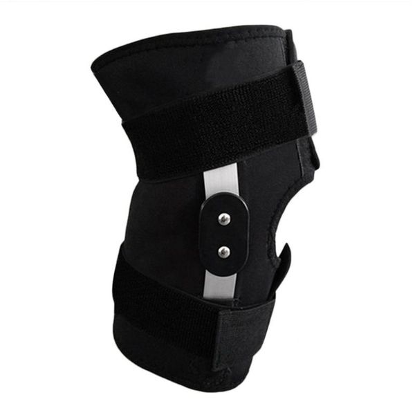 

adjustable hinged full knee support brace protection sport pads safety guard strap for running jogging soccer elbow, Black;gray