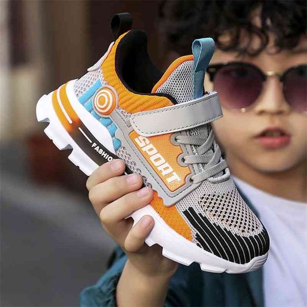 

spring autumn kids shoes boys sneakers breathable patchwork hook sport running children shoes girls casual sneakers size 28-39 210329, Black