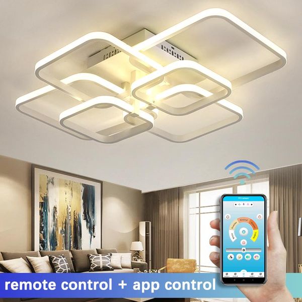 

chandeliers modern led chandelier with remote control for living room bedroom home dining ceiling lamp white square smart light fixtures