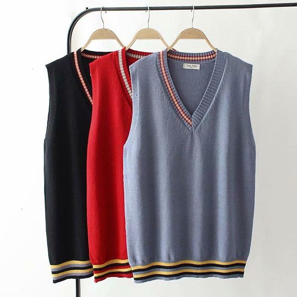 

women's sweaters 2021 plus size casual spring women clothing fashion loose preppy style sleeveless knit pullovers e2-8612, White;black