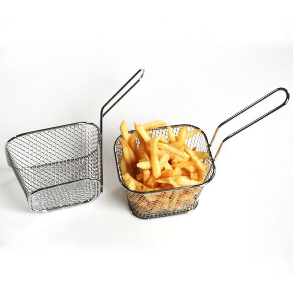 

storage baskets 1pc stainless steel metal basket french fries fry fryer mini strainer serving food presentation kitchen houseware