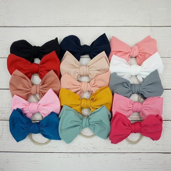 

hair accessories nylon bow baby girls headband solid elastic hairbow born turban head wrap kidocheese1, Slivery;white