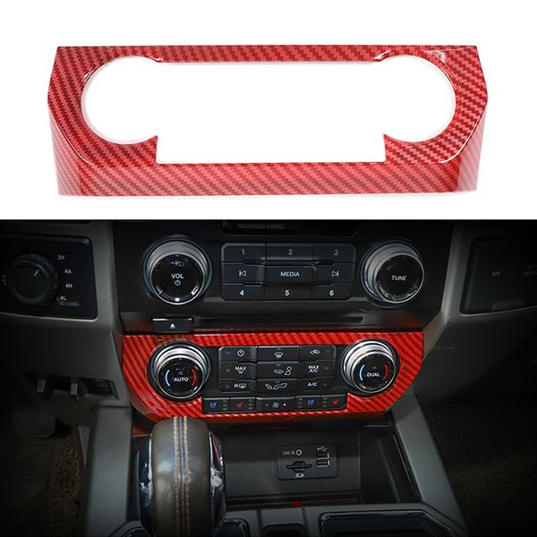 

abs central air conditioning control panel decoration covers for ford f150 15+ red carbon fiber 1pcs