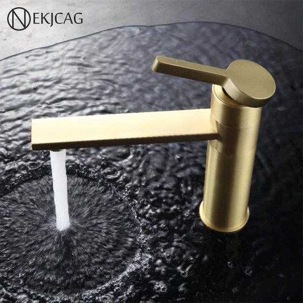 

bathroom sink faucets single hole copper color brushed gold basin faucet rotated and cold water swivel