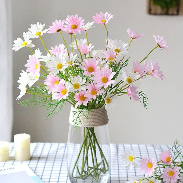 

decorative flowers & wreaths 5 heads white daisy artificial long branch bouquet for home wedding garden decoration bridal fake flower