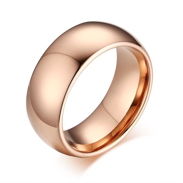 

wedding rings poya jewelry rose gold tungsten carbide ring 8mm men women comfort fit band, Slivery;golden