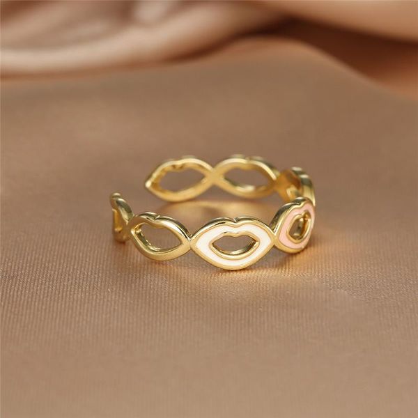 

wedding rings minimalist gold color engagement ring dainty white pink lips female cute small opening for women jewelry, Slivery;golden