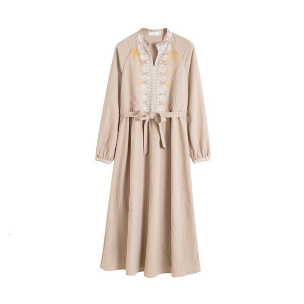 

dress spring autumn embroidery flower stand collar fit shape women dresses 0btz, Black;gray