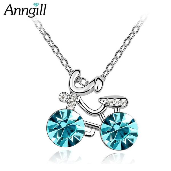 

pendant necklaces anngill choker necklace & bicycle women trendy austria crystal link chain zinc alloy fashion jewelry accessories, Silver