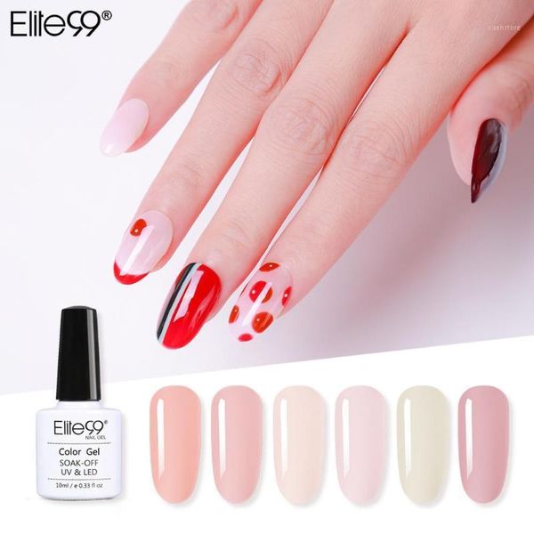 

elite99 french nude gel nail polish art tips jelly color 10ml soak off organic uv led varnish primer1, Red;pink