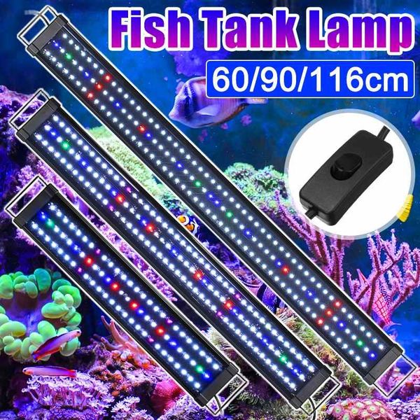 

aquariums 60/90/116cm led aquarium light fish tank submersible aquatic air bubble oxygenation lamp uk plug 220v
